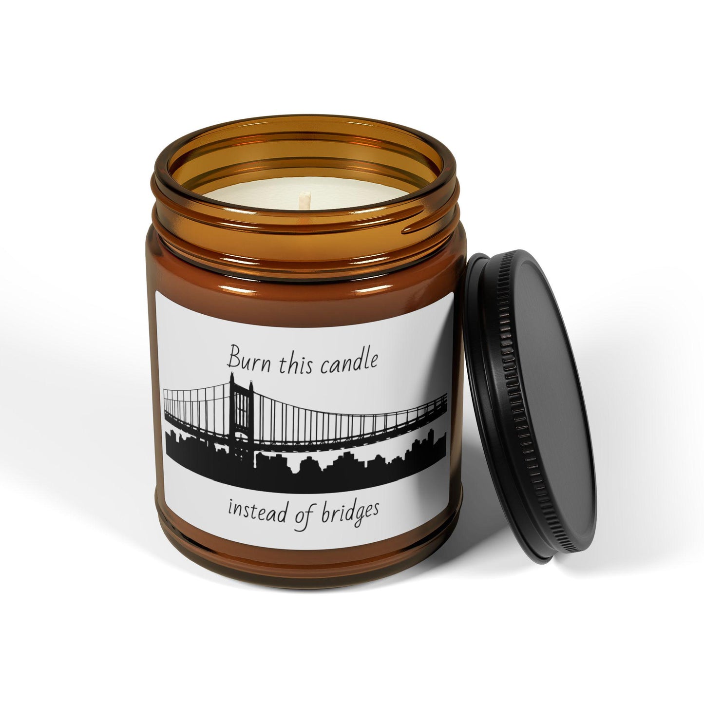 Burn this candle instead of bridges Candle, gag gift, white elephant gift, coworker gift, Scented Soy Candle (Multi-Size, Amber Jar)