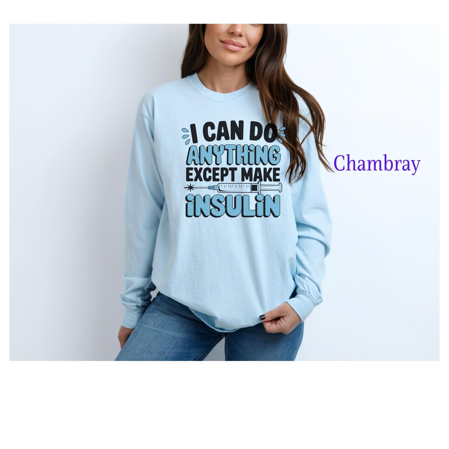 Diabetes Awareness Long Sleeve T-Shirt, Diabetes Support and Advocacy, Fundraiser Events, Gifts, Awareness Campaigns, Support, JD1, T1D