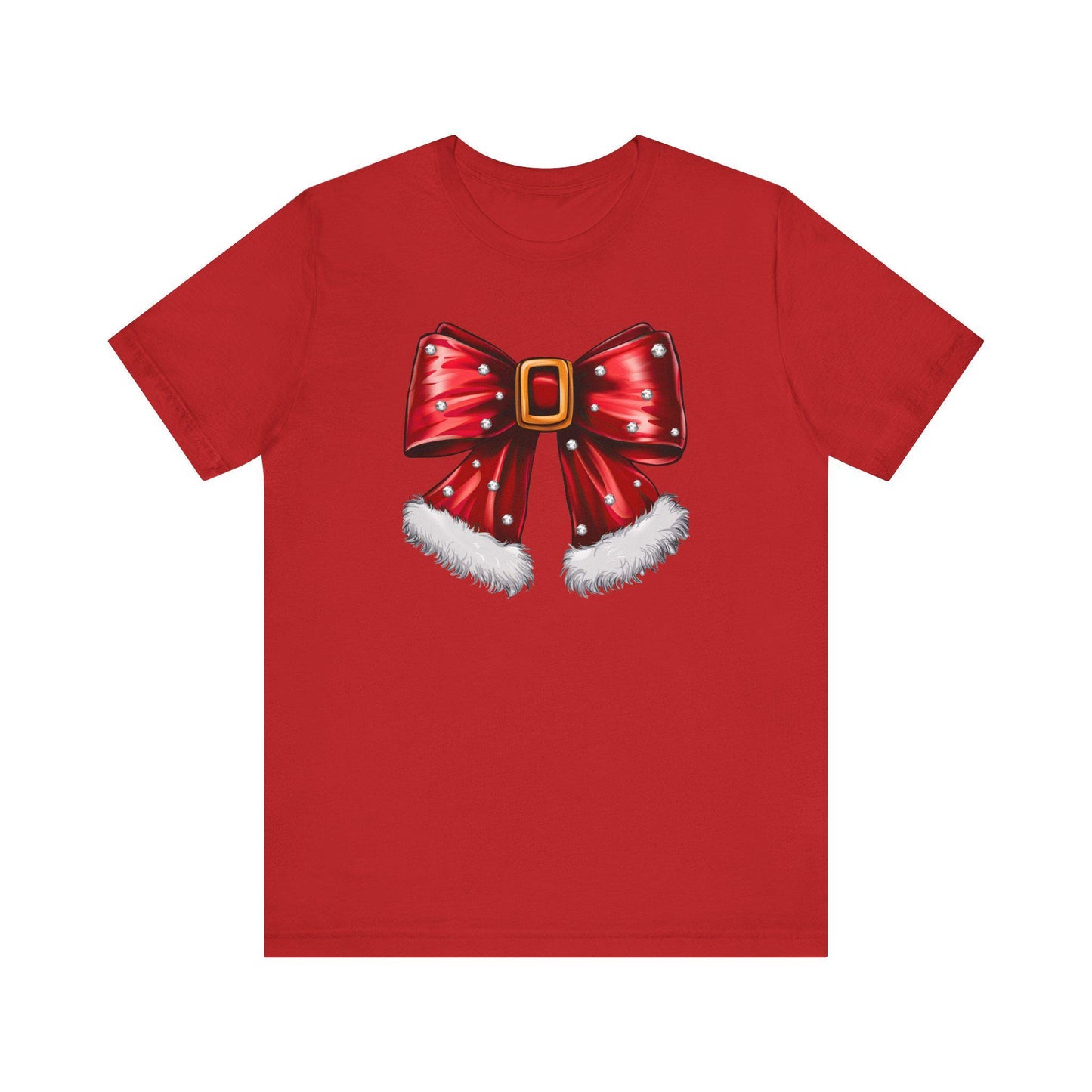 Festive Christmas Bow Tee, Holiday Gift, Casual Wear, Unisex T-Shirt, Seasonal Apparel, Christmas Celebration Shirt, Mrs Claus bow