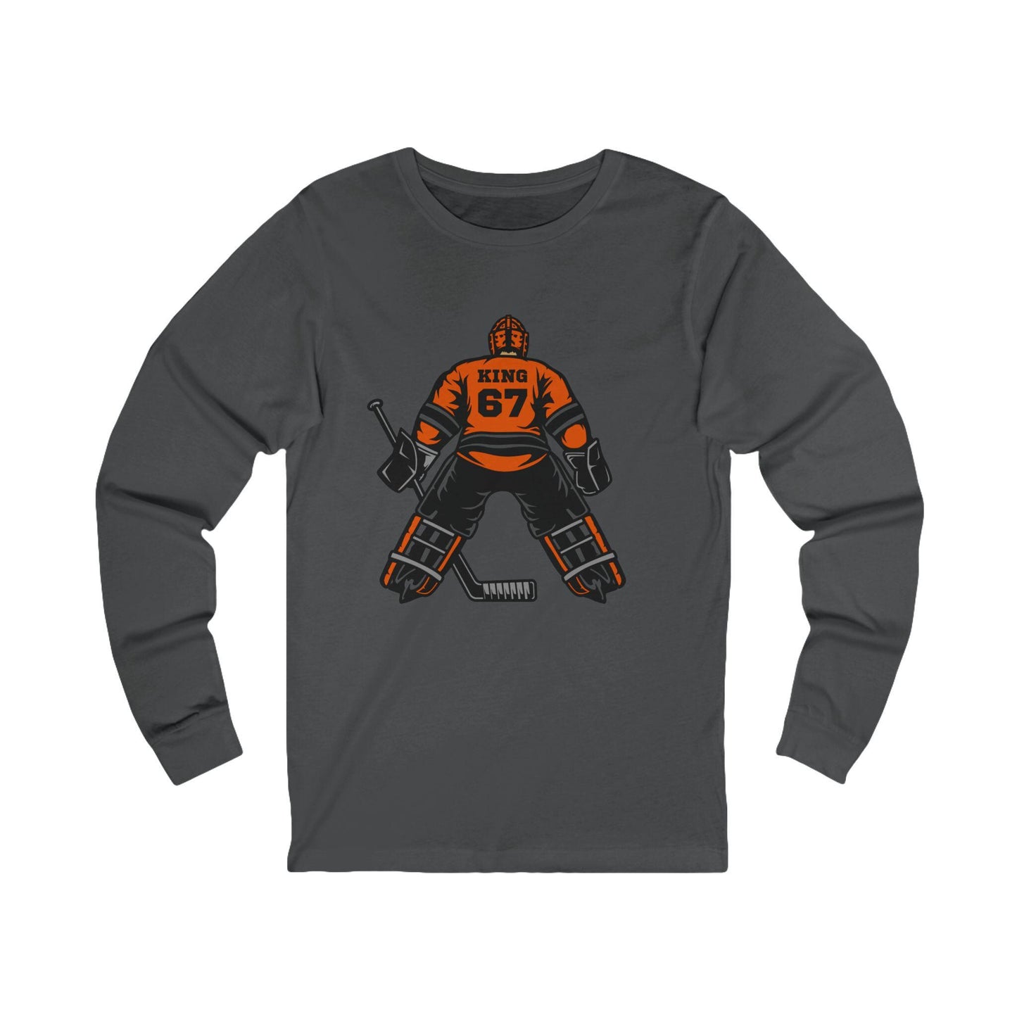 Personalized Hockey Goalie Long Sleeve Tee, Unisex Hockey Shirt, Perfect for Sports Fans, Gift for Athletes, Casual Wear for Events
