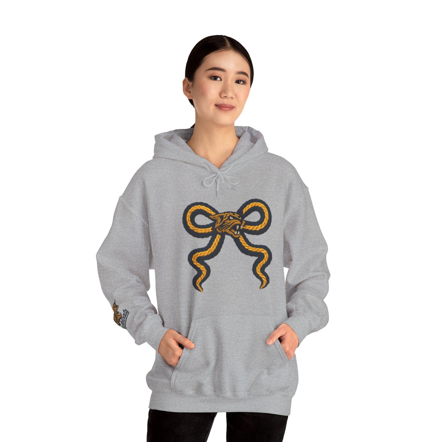 Faux stitching WILDCAT Hooded Sweatshirt with Unique Snake Design, Perfect for Casual Wear, Gift Ideas, Streetwear, and Cozy Days