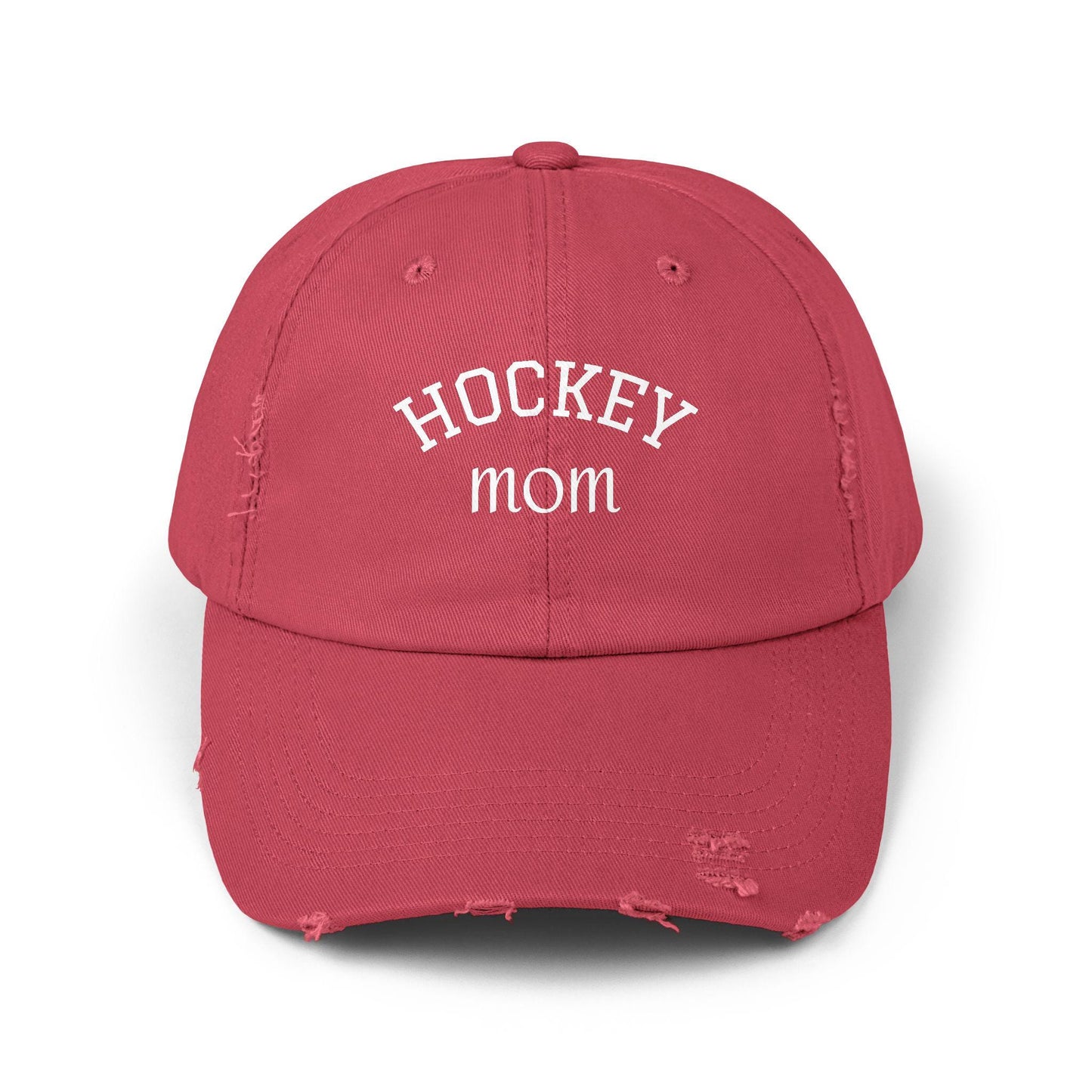 Distressed "HOCKEY mom" Baseball Cap: Custom Team Colors