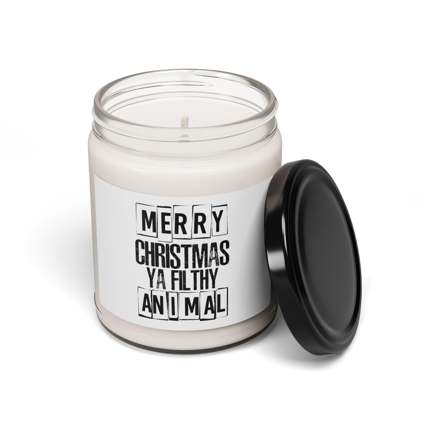 Merry Christmas Ya Filthy Animal, Scented Soy Candle, Holiday Gift, Cozy Atmosphere, funny christmas present, gag gift, white elephant gift