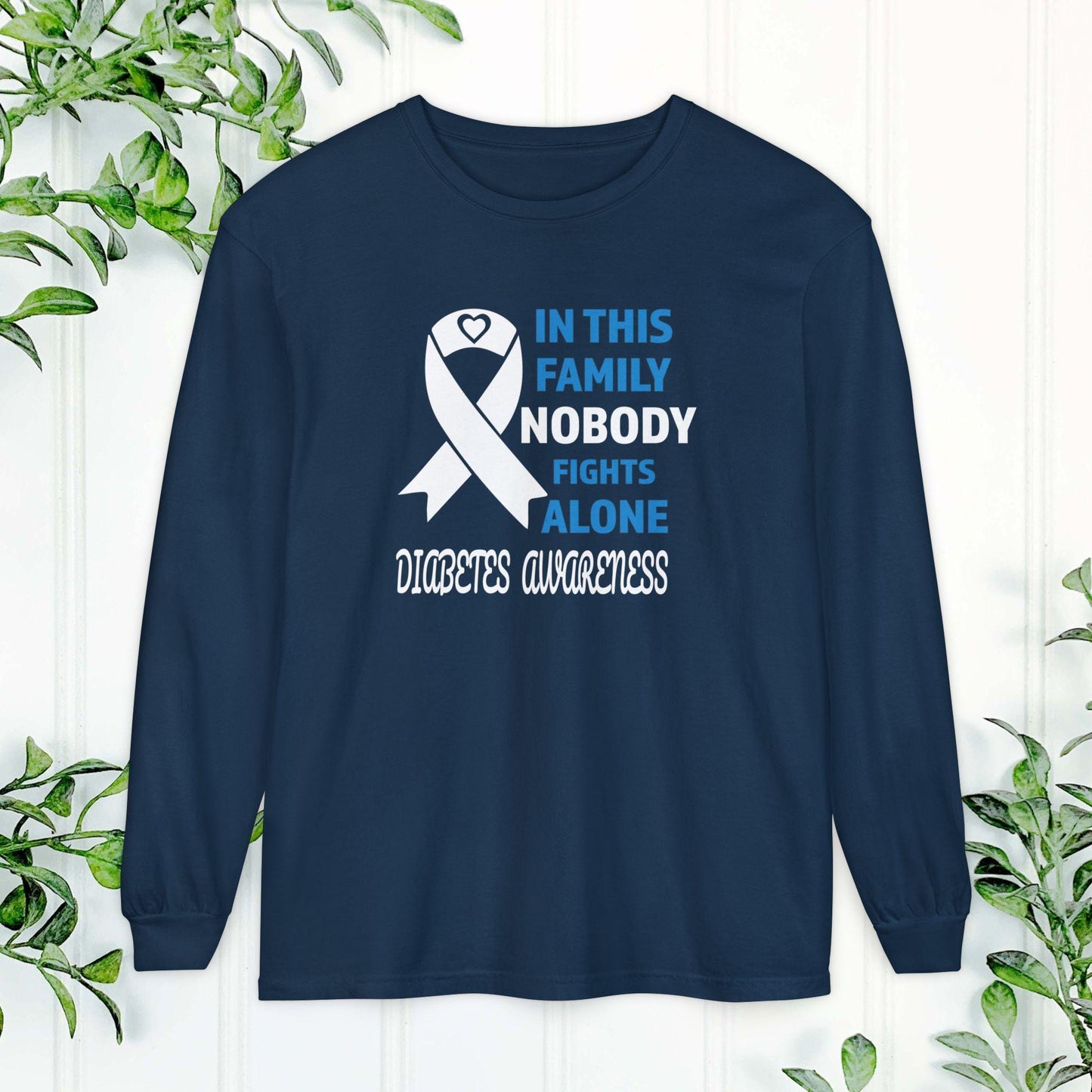 Diabetes Awareness Long Sleeve Shirt, Support Diabetes Shirt, Sports Team Spirit, Health Campaign Gear, Gift for Supporters, T1D awareness