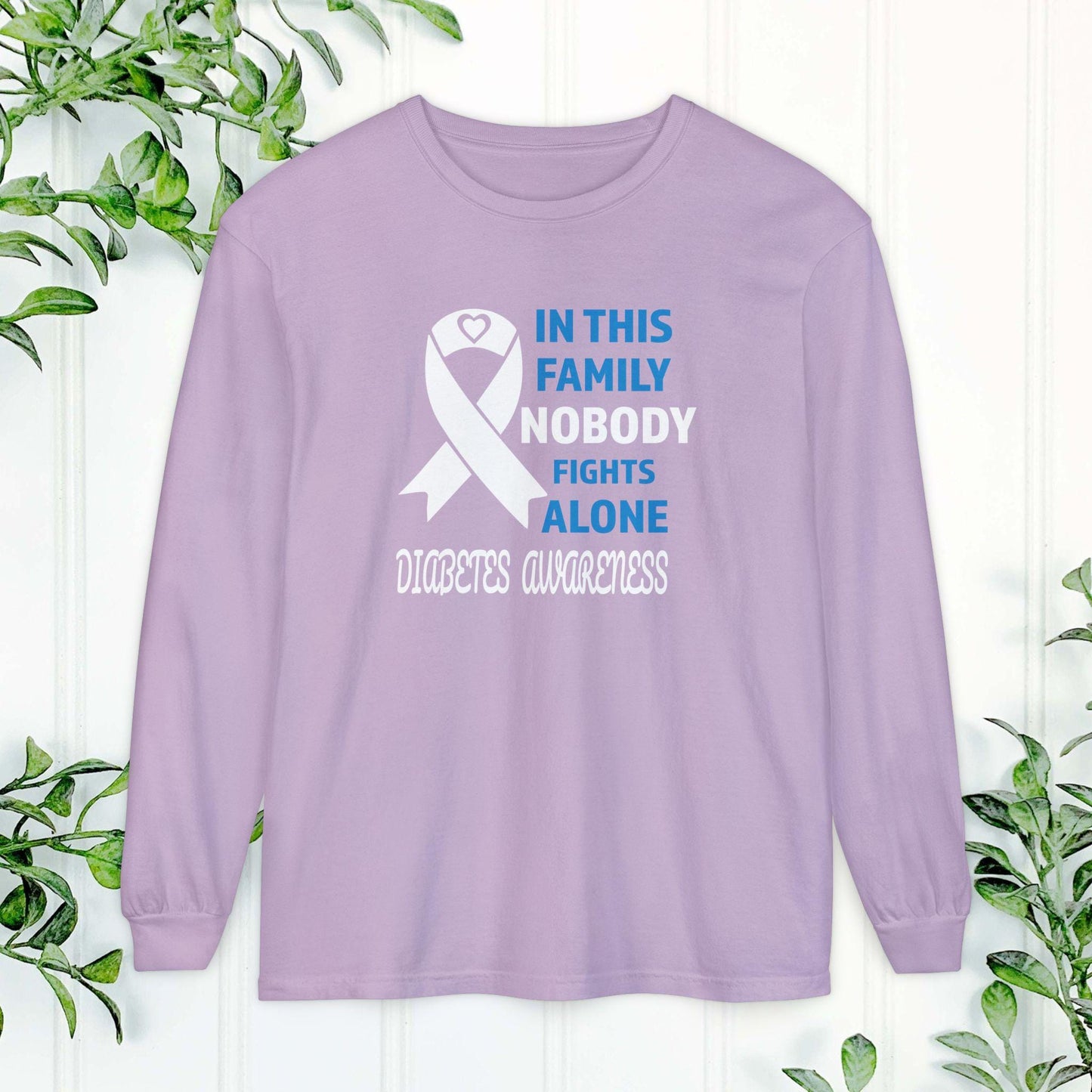 Diabetes Awareness Long Sleeve Shirt, Support Diabetes Shirt, Sports Team Spirit, Health Campaign Gear, Gift for Supporters, T1D awareness