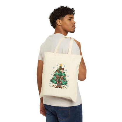 Christmas Tree Cotton Canvas Tote Bag: Festive Holiday Shopping Bag