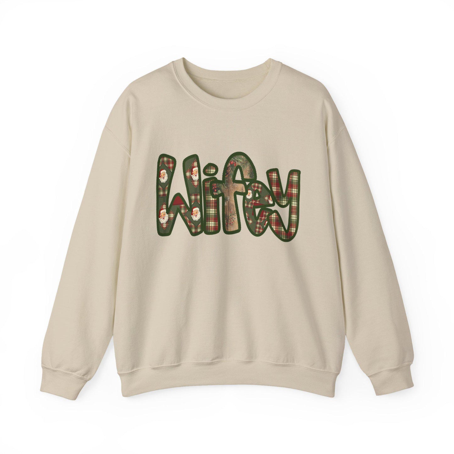 Cozy Wifey Sweatshirt, Faux embroidery, Perfect for Mom, Casual Style, Comfortable Crewneck, Holiday Apparel, Trendy Fashion