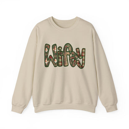 Cozy Wifey Sweatshirt, Faux embroidery, Perfect for Mom, Casual Style, Comfortable Crewneck, Holiday Apparel, Trendy Fashion