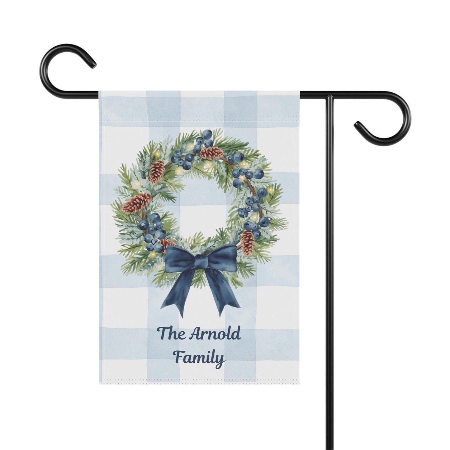 Personalized Garden Banner, Housewarming Gift, Seasonal Decor, Custom Family Sign, Wreath Design, Outdoor Decorations