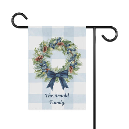 Personalized Garden Banner, Housewarming Gift, Seasonal Decor, Custom Family Sign, Wreath Design, Outdoor Decorations