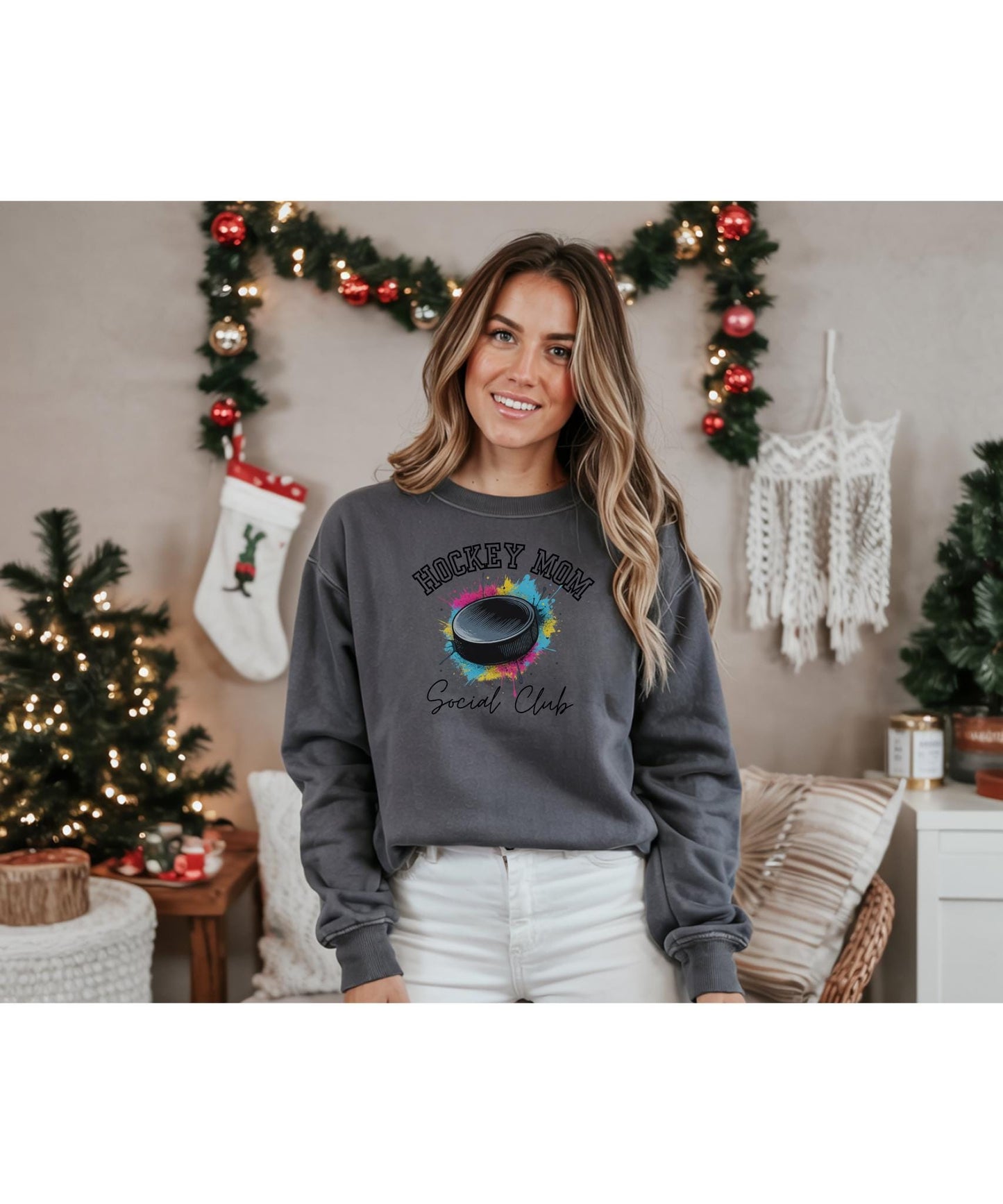Hockey Mom Sweatshirt, Crewneck, Sports Apparel, Gift for Hockey Moms, Winter Fashion, Casual Outfit
