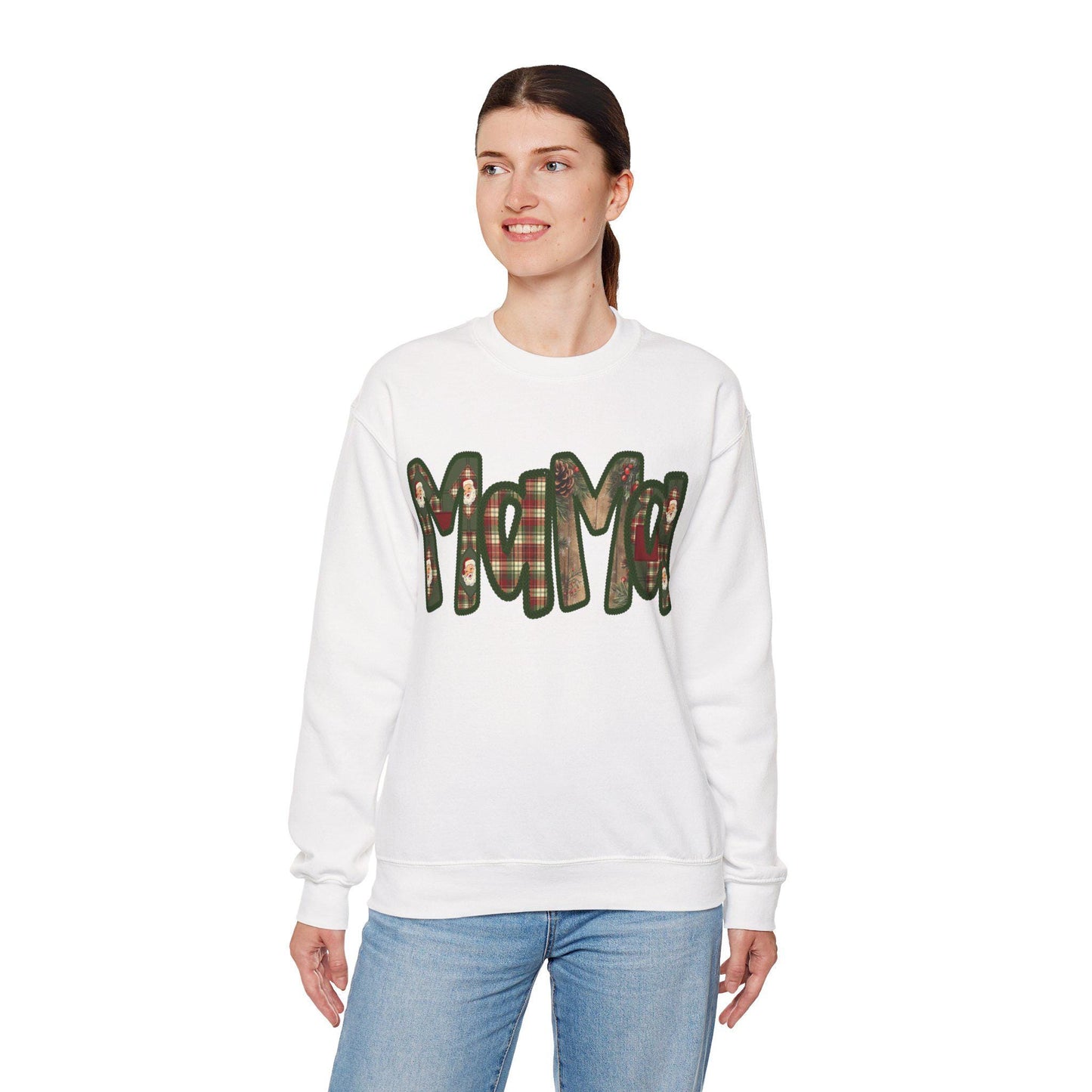 Cozy Mama Sweatshirt, Faux embroidery, Perfect for Mom, Casual Style, Comfortable Crewneck, Holiday Apparel, Trendy Fashion