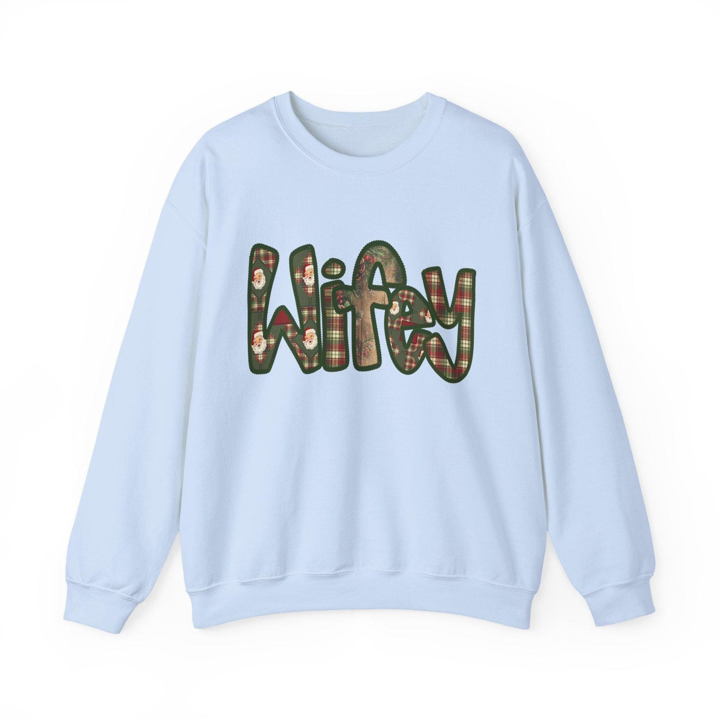Cozy Wifey Sweatshirt, Faux embroidery, Perfect for Mom, Casual Style, Comfortable Crewneck, Holiday Apparel, Trendy Fashion