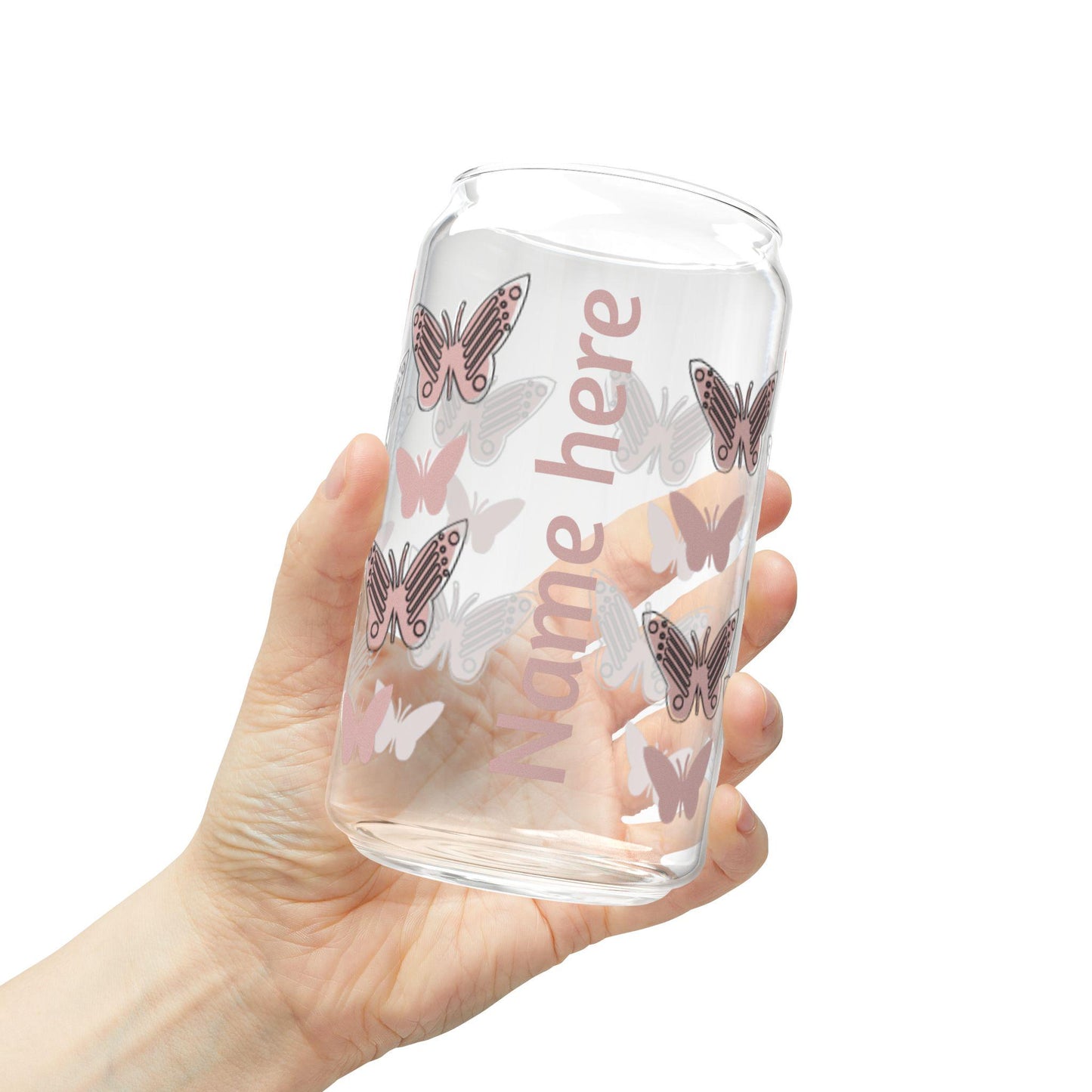Butterfly Sipper Glass, 16oz, Eco-Friendly Drinkware, Personalized Gifts, Summer Party Accessories, Unique Kitchen Decor, Butterfly Lovers