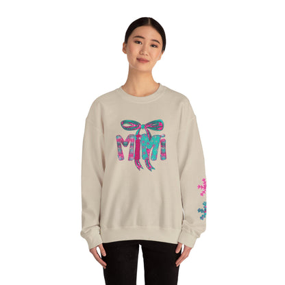 Custom Floral Bow Sweatshirt for Mimi's , Cozy Crewneck, Mother's Day Gift, Birthday Present, Casual Wear, Winter sweater