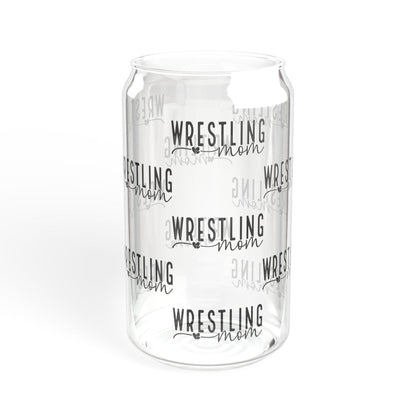 Wrestling Mom Sipper Glass - 16oz | Sports Drinkware, Gift for Moms, Unique Home Decor, Hydration Delight, Personalized Cup