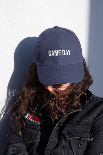 Game Day distressed dad hat, Embroidered baseball cap, cute game day hat