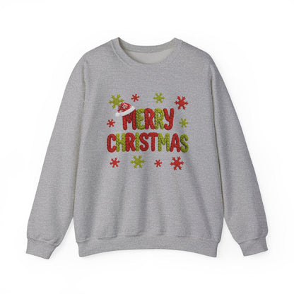 Faux Yarn Merry Christmas Crewneck Sweatshirt, Holiday Apparel, Winter Fashion, Cozy Gift, Unisex Sweatshirt, Cute sweater, Cozy Sweater