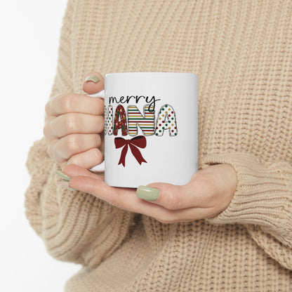 Ceramic Mug, Merry Nana Coffee Cup, Holiday Gift for Grandmother, Cute Grandparent Mug, Personalized Nana Mug, Christmas Gift Idea