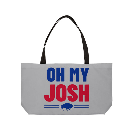 Oh My Josh Tote Bag | Buffalo Graphic, Bold Red & Blue Text