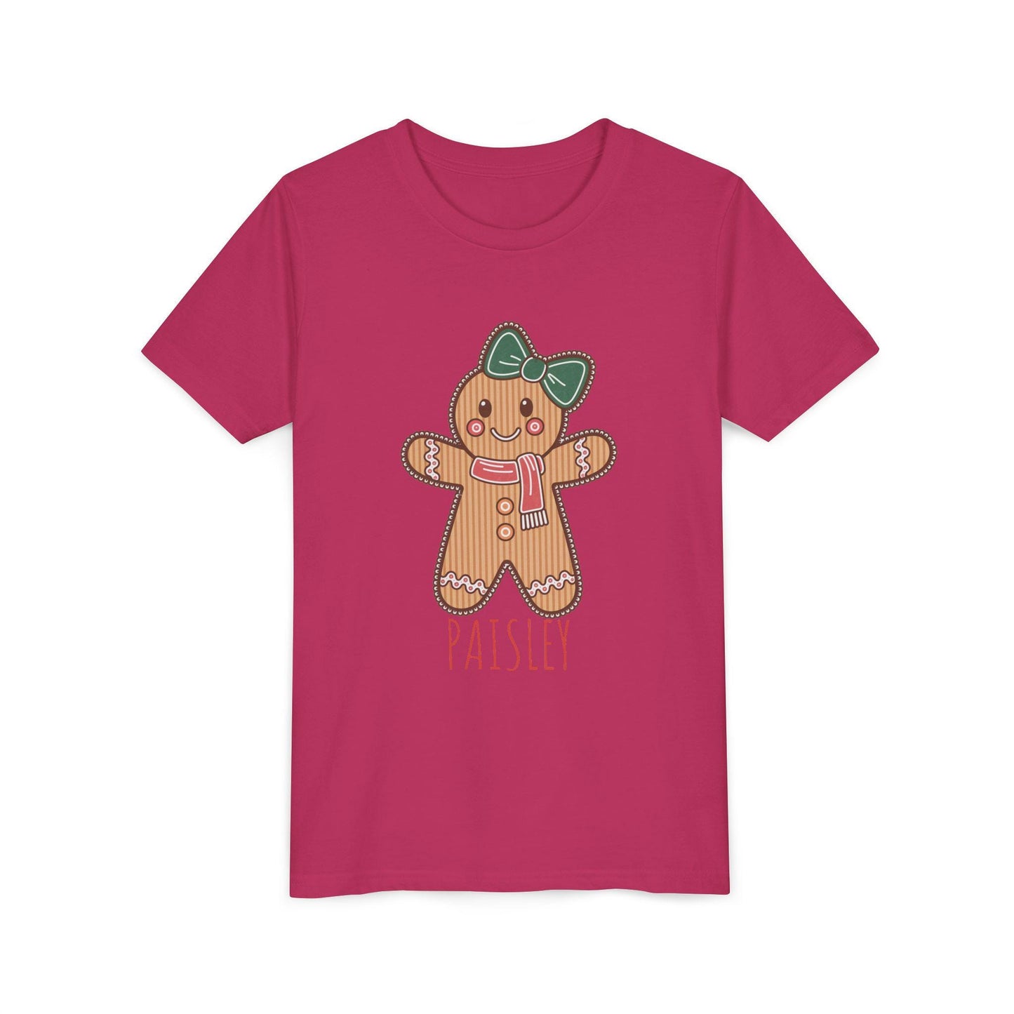 Personalized Gingerbread Holiday Youth Tee, Cute Christmas Shirt, Winter Outfit, Cozy Family Gift, Kids Holiday Apparel