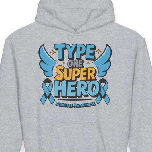 Type One Superhero Youth Hoodie - Inspirational Gift for Diabetic Kids, Diabetes Awareness, Birthday Present, Casual Wear, Comfort Clothing