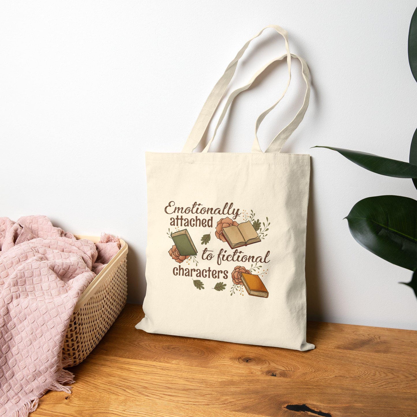 Emotionally Attached to Fictional Characters Tote Bag, Book Lover Canvas Tote, book club gift