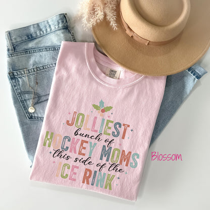 Jolliest Hockey Moms shirt,Ice Rink Celebration Shirt, Sports Fan, Gift for Hockey Moms, Holiday hockey mom shirt, funny Christmas tee
