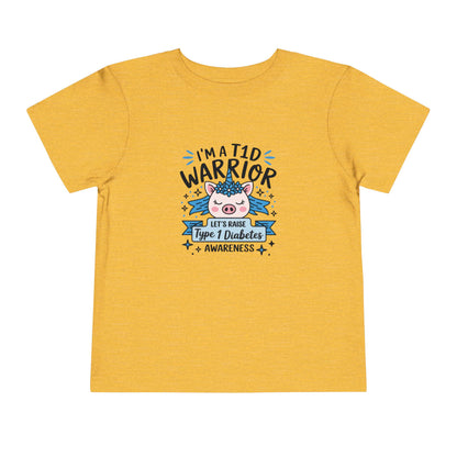 Toddler T1D Warrior Tee - Diabetes Awareness T-Shirt, Kid's Short Sleeve Shirt, Support T1D, Cute Children's Apparel,