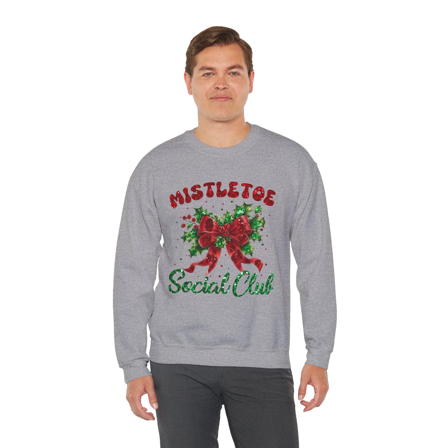 Cozy Holiday Sweatshirt with Mistletoe Design, Perfect for Winter Gatherings, Christmas Parties, Family Celebrations, Gifts