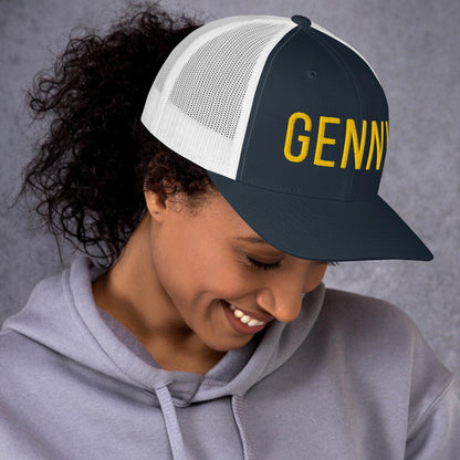 Embroidered Trucker Cap. Puff embroidery. GENNY hat