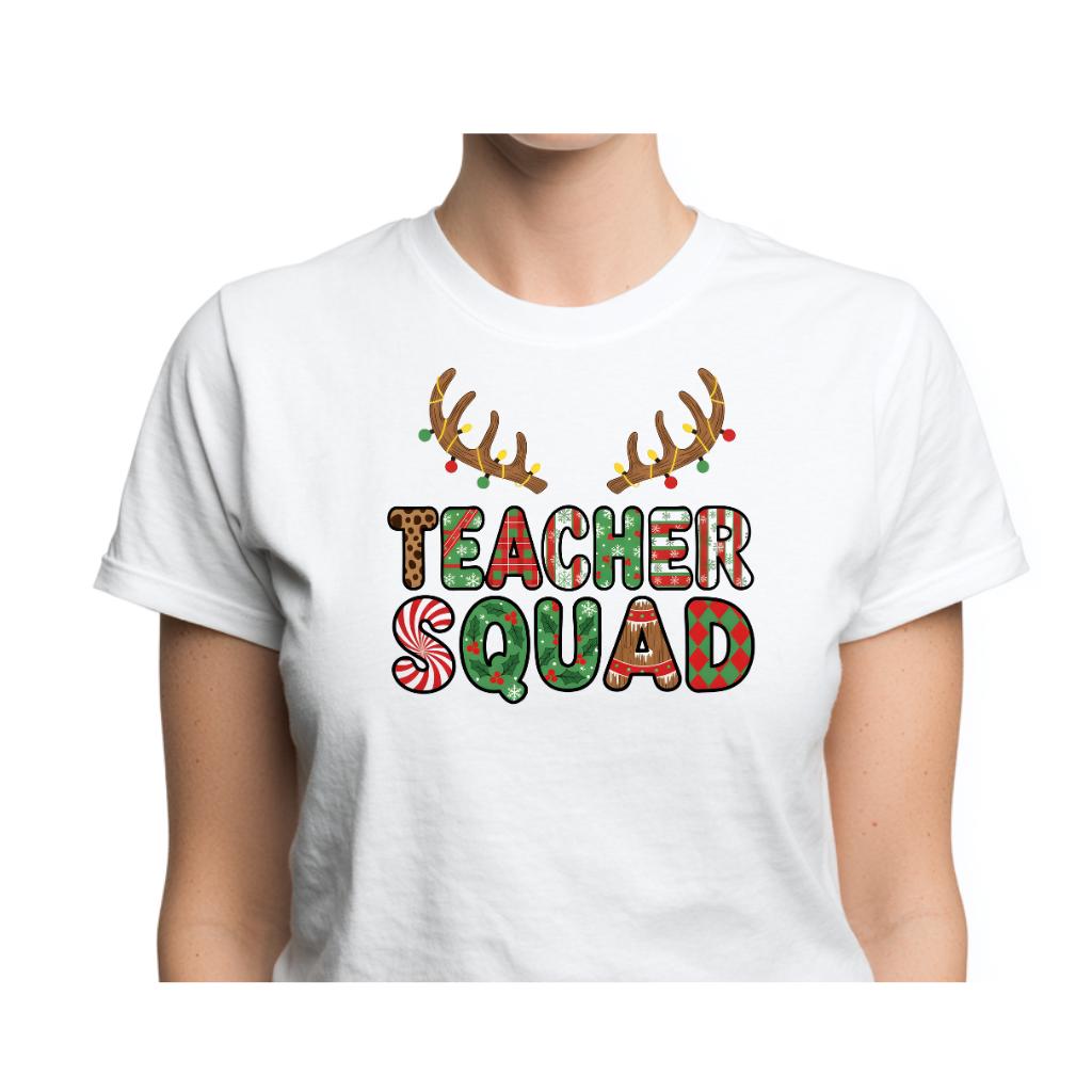 Teacher Squad Holiday Tee, Funny Teacher Shirt, Christmas Gift, Unisex T-Shirt, Teacher Appreciation, Holiday Outfit