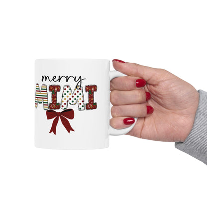 Merry Mimi Holiday Ceramic Mug, Christmas Coffee Cup, Seasonal Drinkware, Festive Gift, Family Gathering Mug, Mimi christmas present