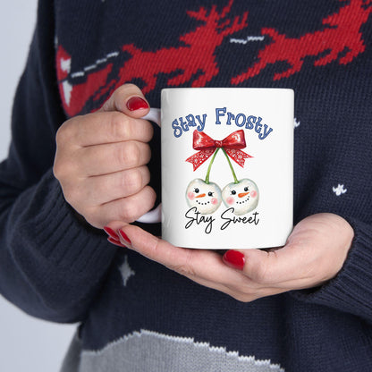 Frosty Ceramic Coffee Mug, Cute Gift for Friends, Stay Spooky Mug, Halloween Decor, Cute Coffee Cup, White elephant gift