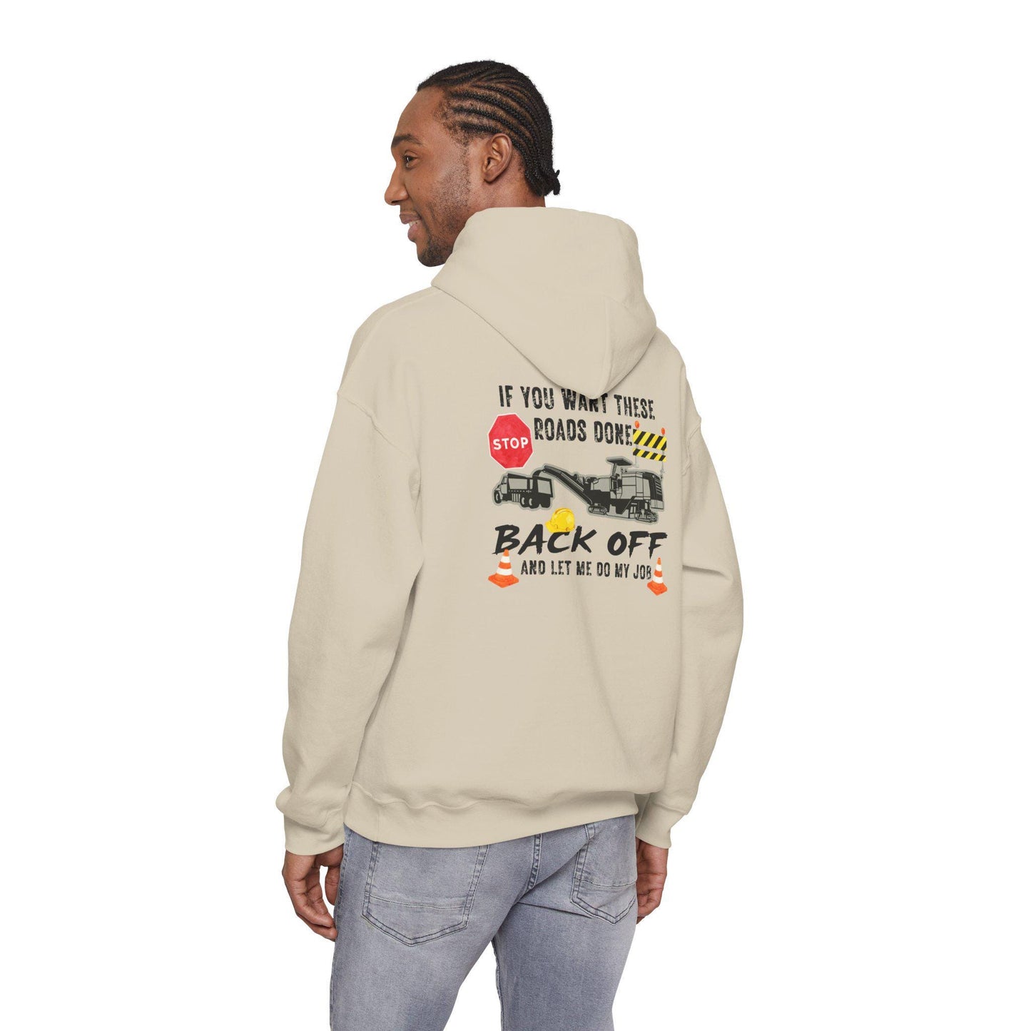 Road Construction Truck Crew Back Off Hoodie, Construction Vehicle Graphic Hoodie, Construction Worker Appreciation Support