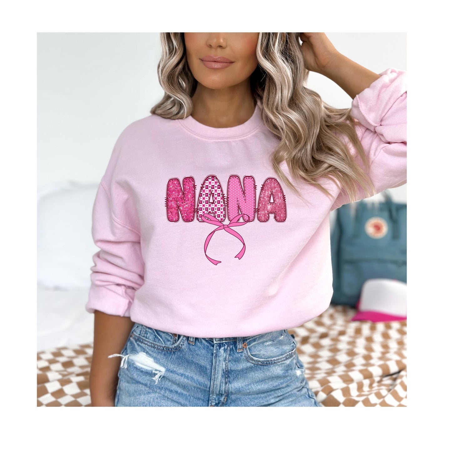 Nana with a Pink Ribbon Sweatshirt, Cute Grandma Sweater, Gift for Nana, Family Sweatshirt, Comfy Grandma sweater, cute Nana sweater