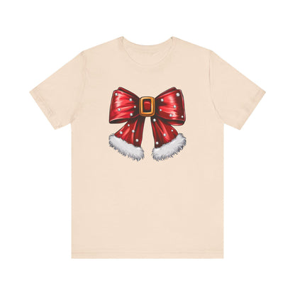 Festive Christmas Bow Tee, Holiday Gift, Casual Wear, Unisex T-Shirt, Seasonal Apparel, Christmas Celebration Shirt, Mrs Claus bow