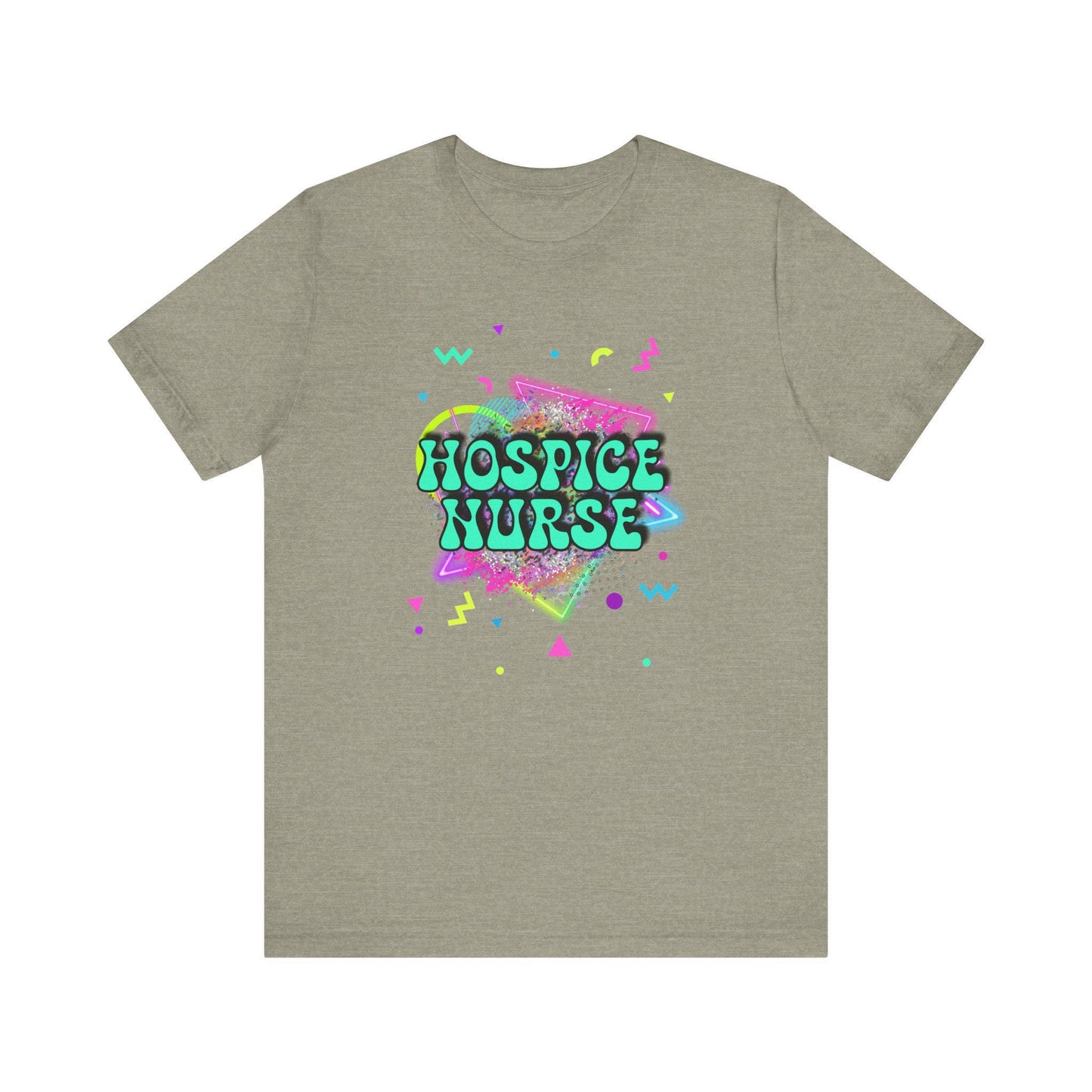 Colorful Hospice Nurse T-Shirt, Fun Nurse Apparel, Medical Tees, Gift for Nurses, Casual Workwear, 80's shirt, disco