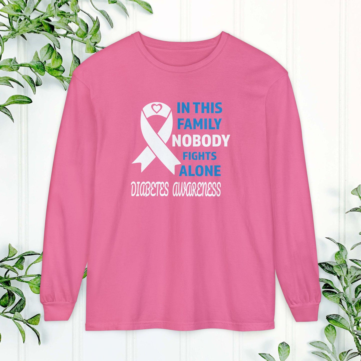 Diabetes Awareness Long Sleeve Shirt, Support Diabetes Shirt, Sports Team Spirit, Health Campaign Gear, Gift for Supporters, T1D awareness