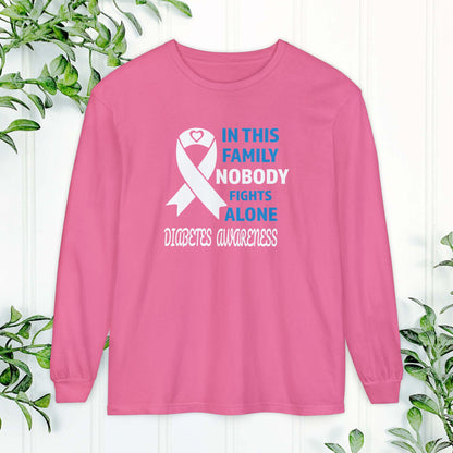 Diabetes Awareness Long Sleeve Shirt, Support Diabetes Shirt, Sports Team Spirit, Health Campaign Gear, Gift for Supporters, T1D awareness