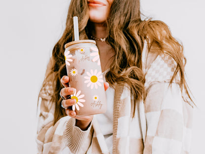 Personalized Daisy Sipper Glass  oz