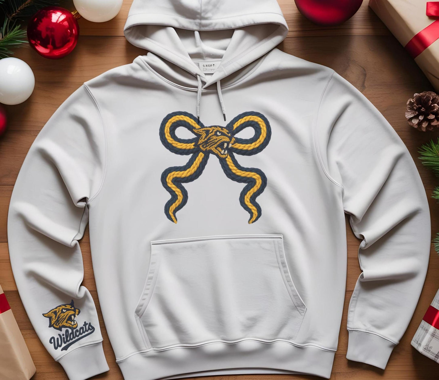 Faux stitching WILDCAT Hooded Sweatshirt with Unique Snake Design, Perfect for Casual Wear, Gift Ideas, Streetwear, and Cozy Days