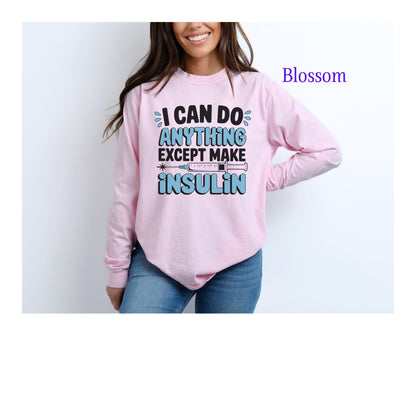 Diabetes Awareness Long Sleeve T-Shirt, Diabetes Support and Advocacy, Fundraiser Events, Gifts, Awareness Campaigns, Support, JD1, T1D