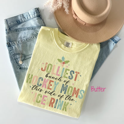 Jolliest Hockey Moms shirt,Ice Rink Celebration Shirt, Sports Fan, Gift for Hockey Moms, Holiday hockey mom shirt, funny Christmas tee