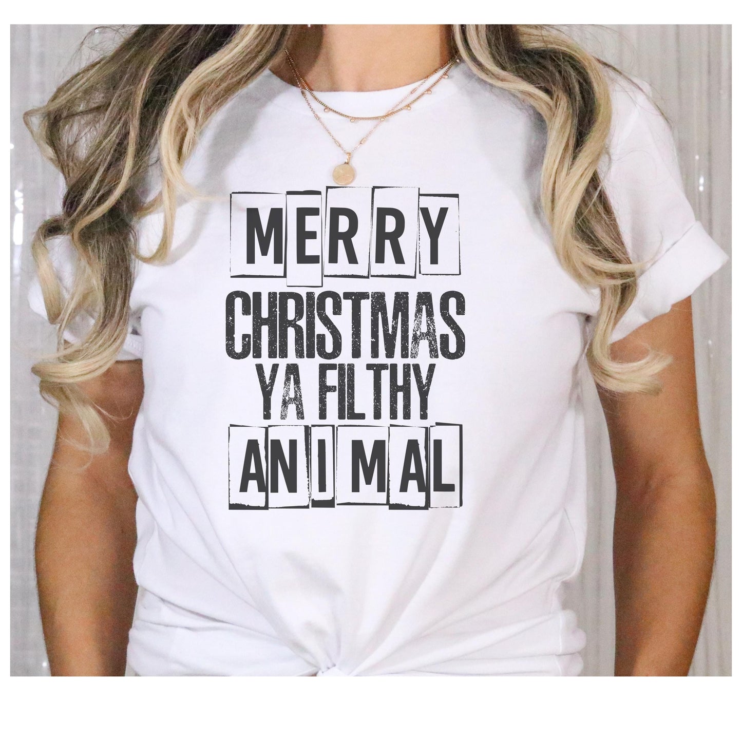 Funny Christmas Tee, Filthy Animal, Unisex Jersey Short Sleeve Tee, Holiday Gift, Casual Wear, Merry Christmas Shirt, Fun Christmas Apparel
