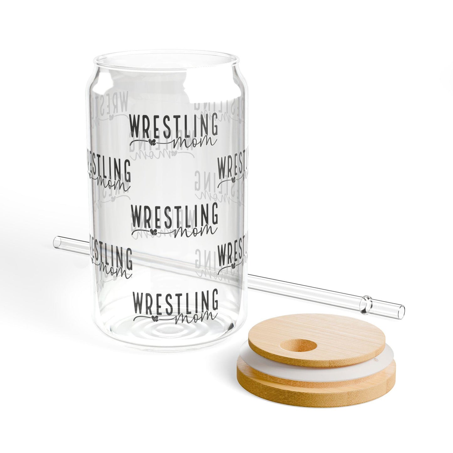 Wrestling Mom Sipper Glass - 16oz | Sports Drinkware, Gift for Moms, Unique Home Decor, Hydration Delight, Personalized Cup