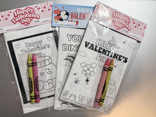 Class Valentine’s Day gift. Mixed with 3 activity focused sheets and 3 coloring images.