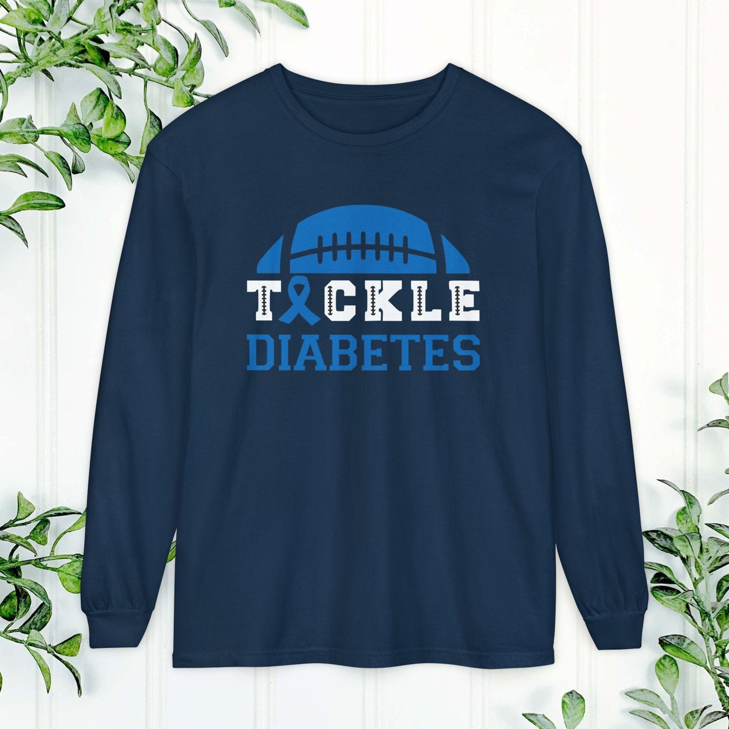Diabetes Awareness Long Sleeve Shirt, Tackle Diabetes Shirt, Sports Team Spirit, Health Campaign Gear, Gift for Supporters, T1D awareness