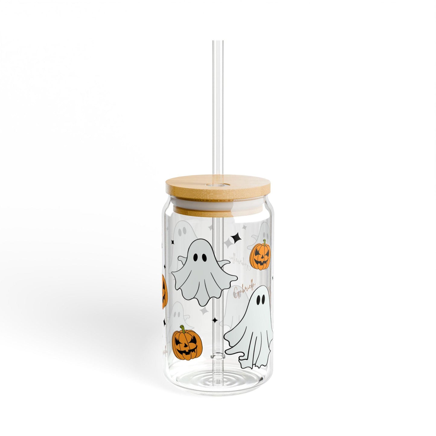 Personalized Halloween Ghost Sipper Glass, 16oz, Ghost Cup, Pumpkin Drinkware, Spooky Beverage Container, Fall Party Decor, Halloween Gift