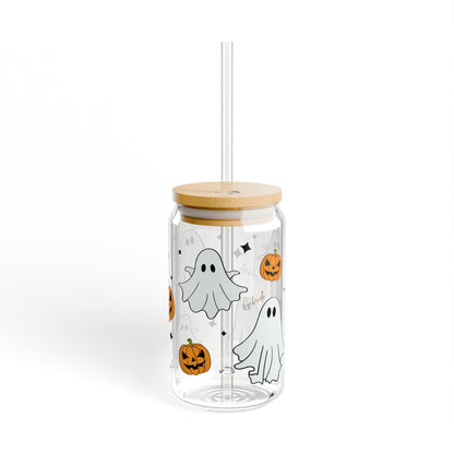 Personalized Halloween Ghost Sipper Glass, 16oz, Ghost Cup, Pumpkin Drinkware, Spooky Beverage Container, Fall Party Decor, Halloween Gift